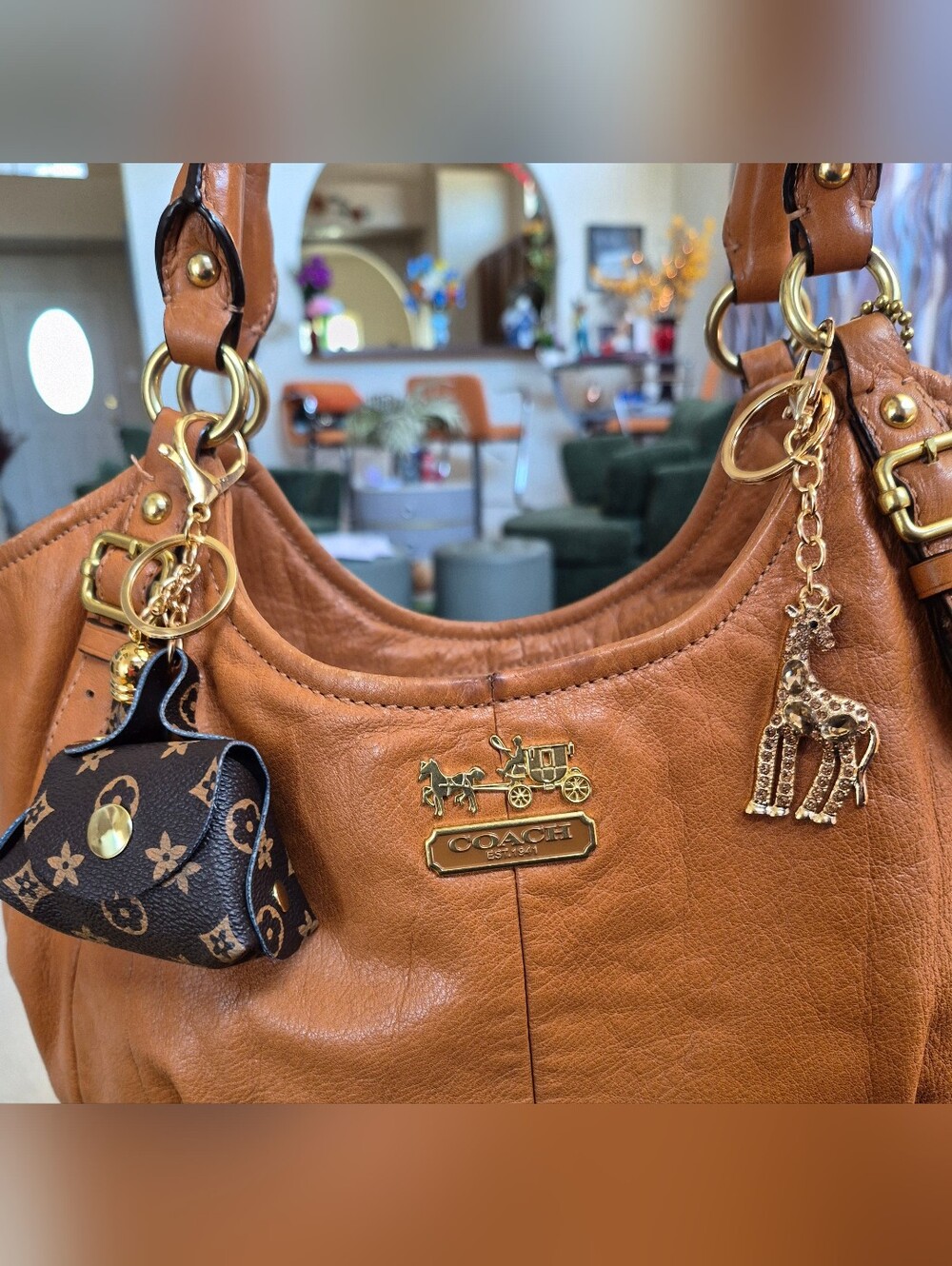 Coach Madison Abigail #18612 Pebbled Leather Hobo Bag in Saddle Tan - Picture 10 of 13